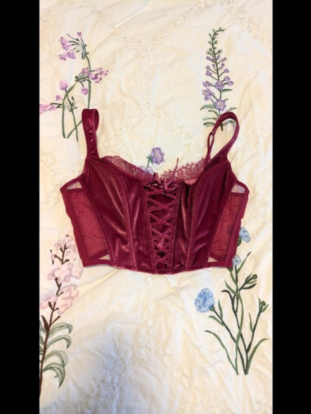 Victoria's Secret Wine Lace-Up Longline Bralette